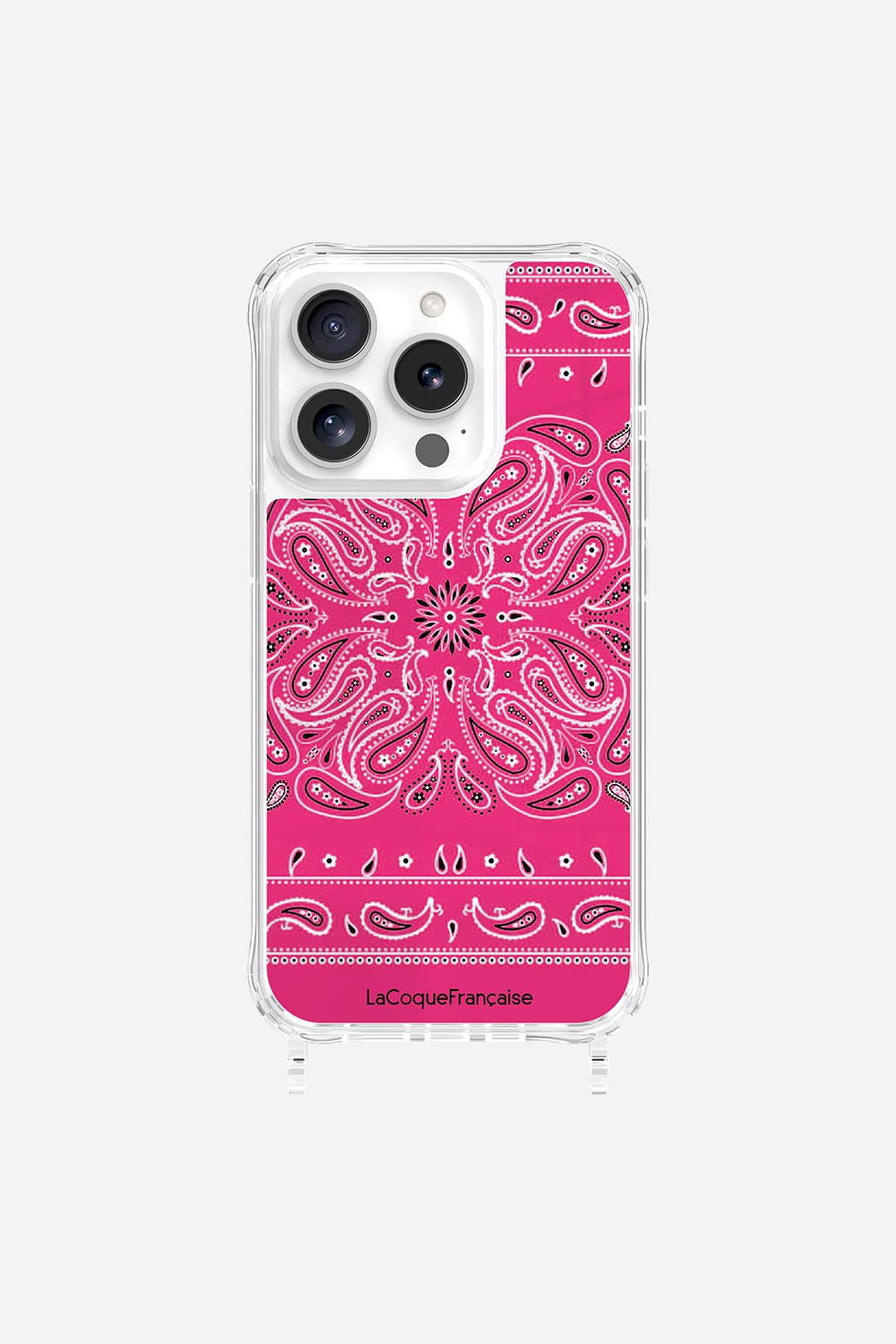 Coque Anneaux Imprimee Bandana Rose Fluo