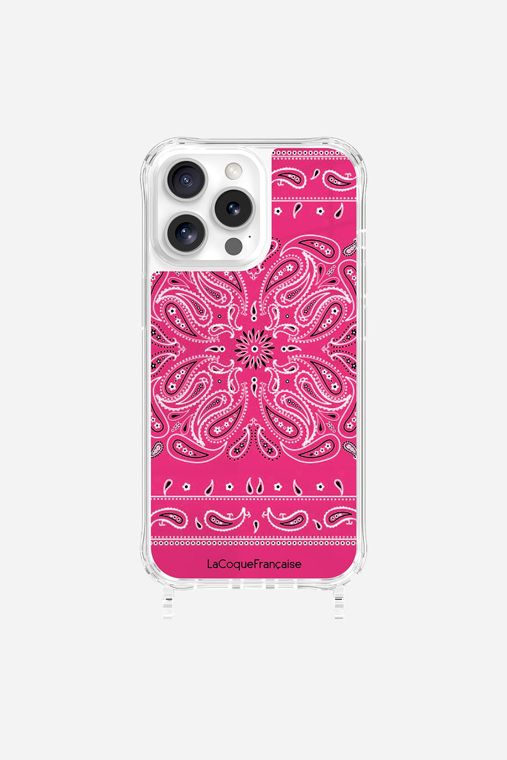 Coque Anneaux Imprimee Bandana Rose Fluo