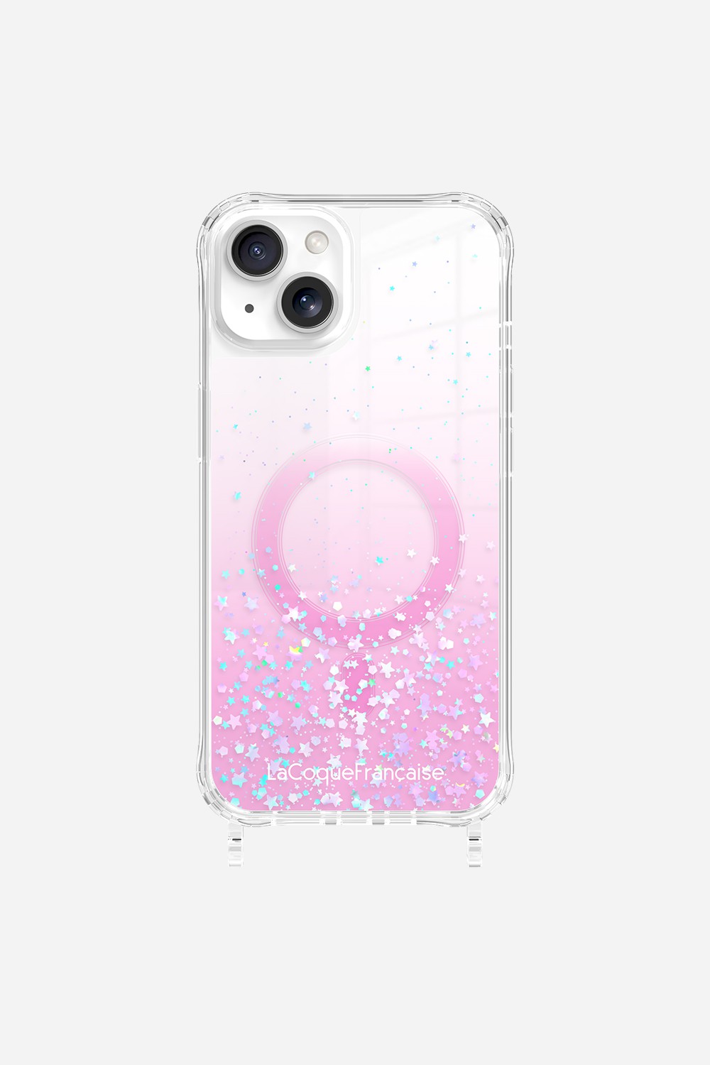 Coque Anneaux Paillettes Magsafe Rose