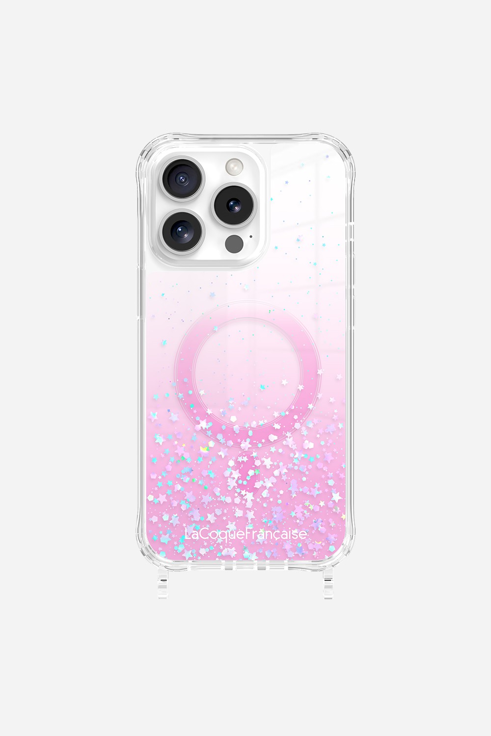 Coque Anneaux Paillettes Magsafe Rose