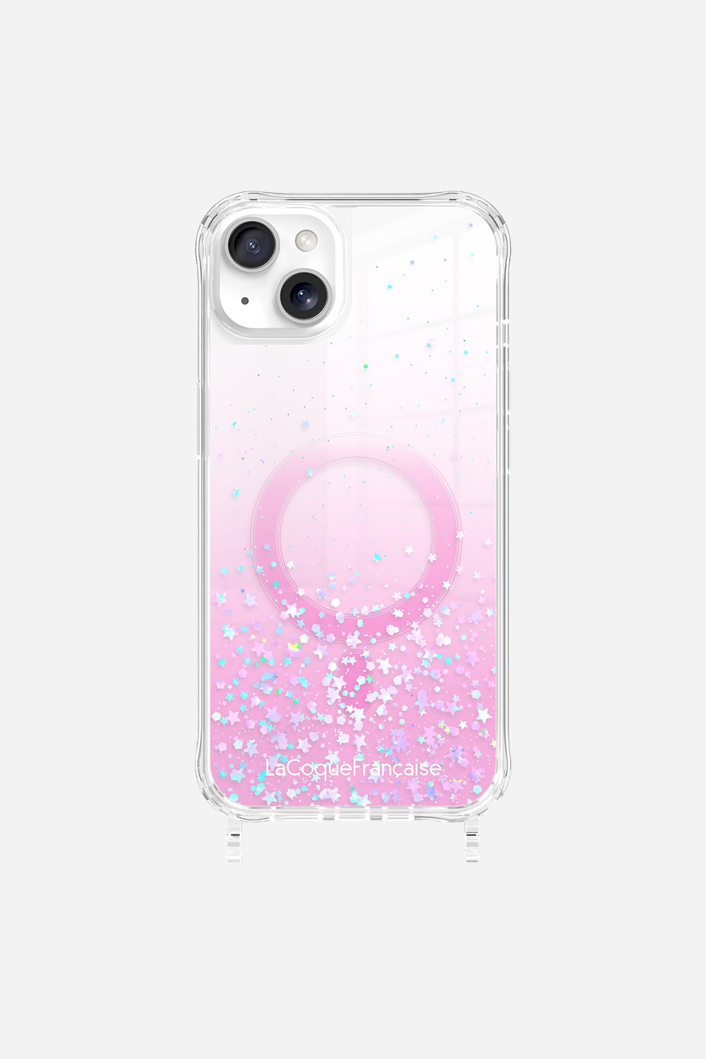 Coque Anneaux Paillettes Magsafe Rose