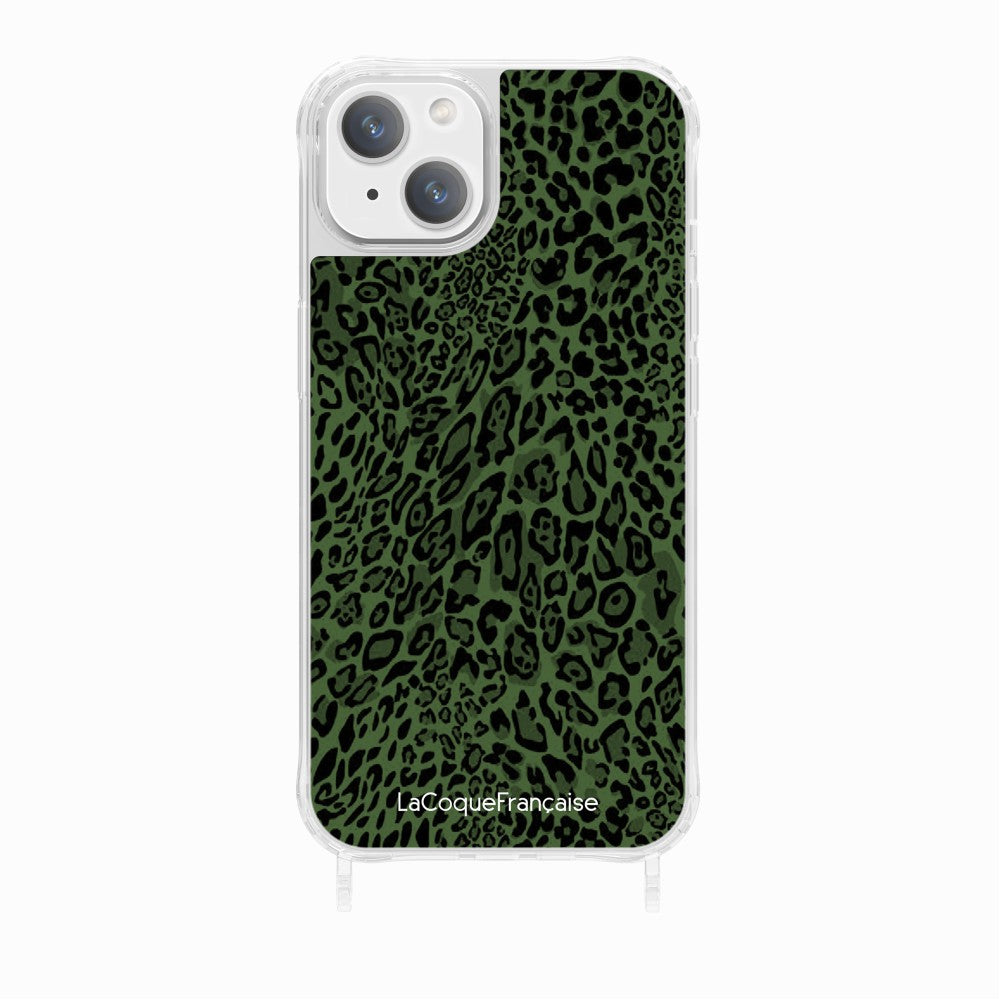 Coque Anneaux Imprimee Leopard Vert - 57