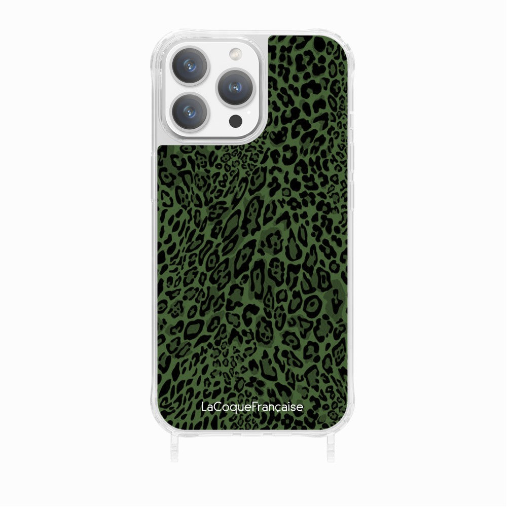 Coque Anneaux Imprimee Leopard Vert