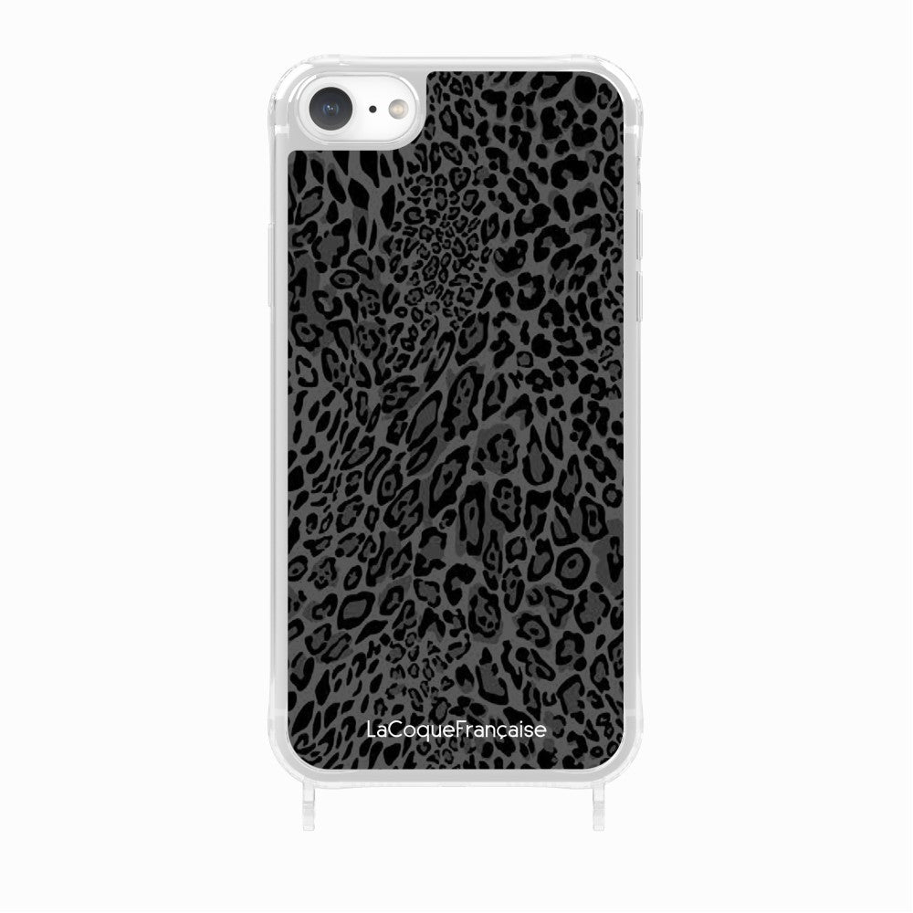 Coque Anneaux Imprimee Leopard Gris