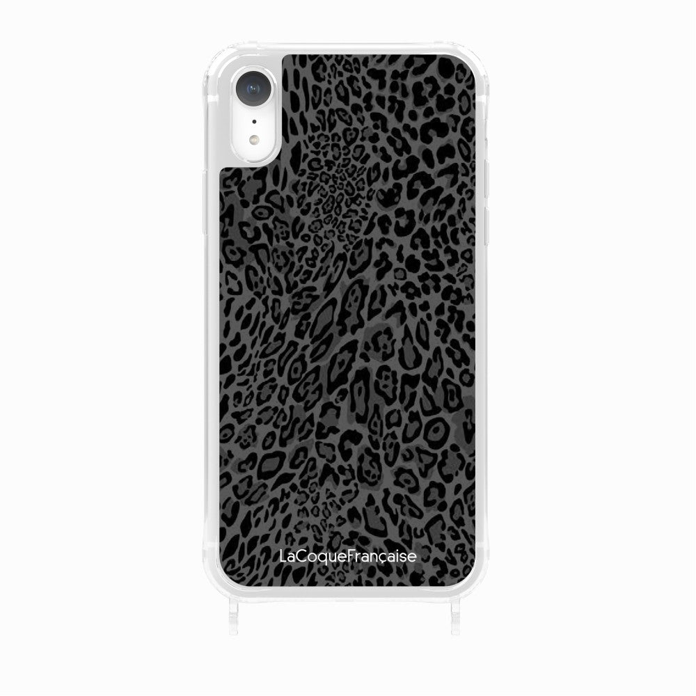 Coque Anneaux Imprimee Leopard Gris