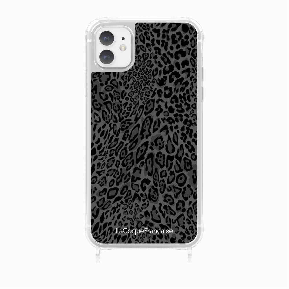 Coque Anneaux Imprimee Leopard Gris