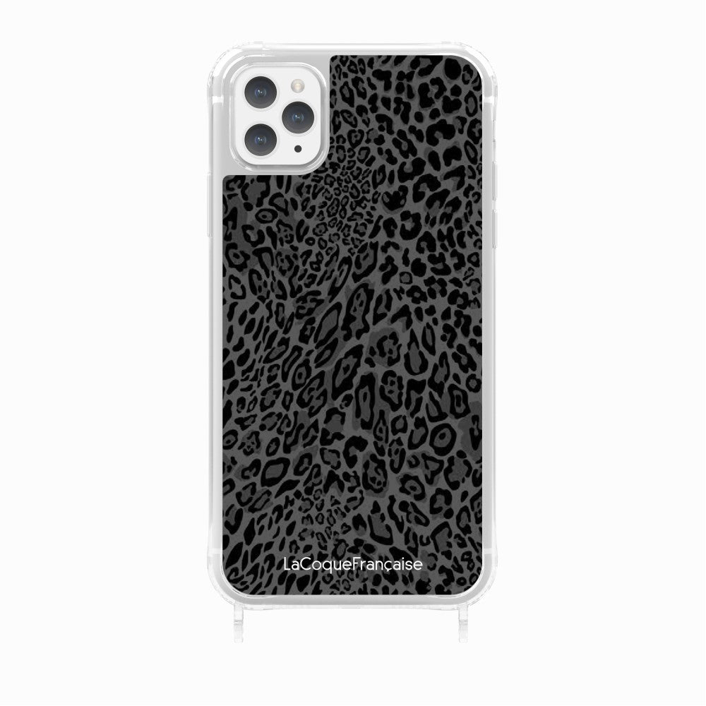 Coque Anneaux Imprimee Leopard Gris
