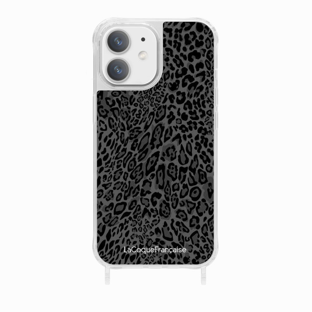 Coque Anneaux Imprimee Leopard Gris