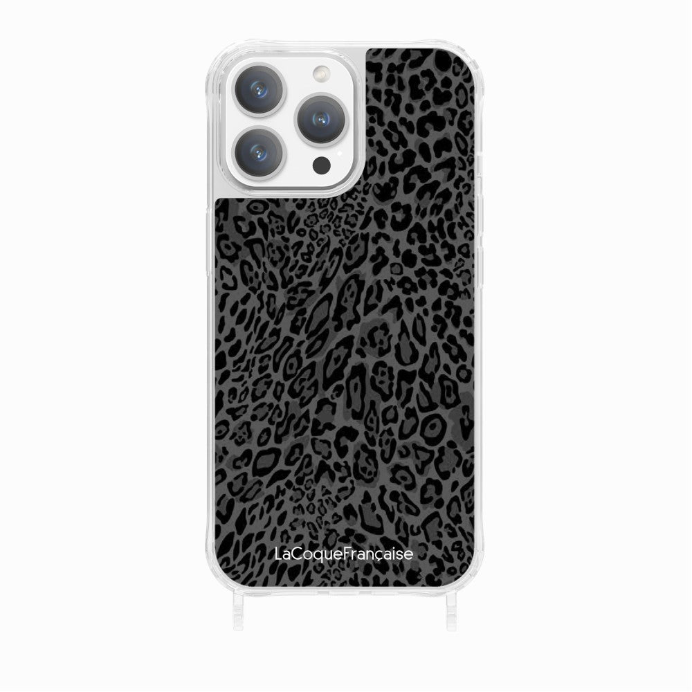 Coque Anneaux Imprimee Leopard Gris