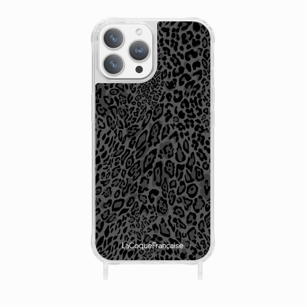 Coque Anneaux Imprimee Leopard Gris