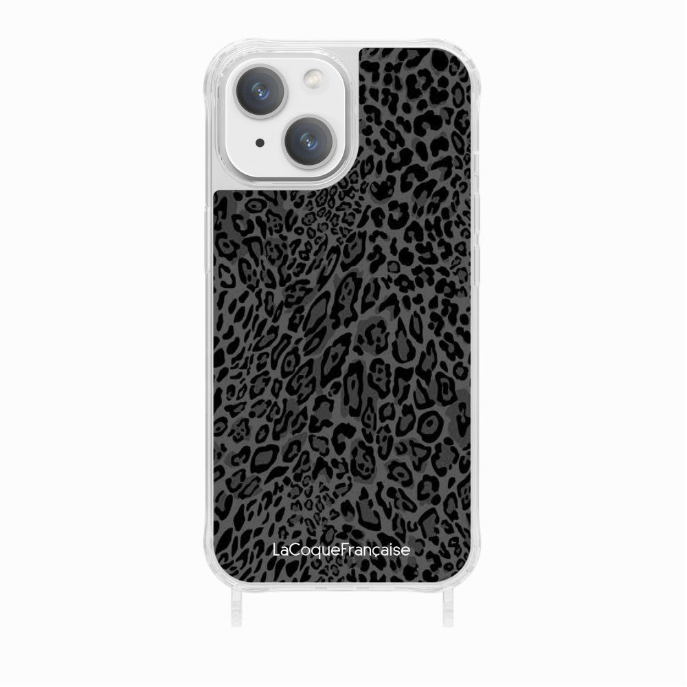 Coque Anneaux Imprimee Leopard Gris