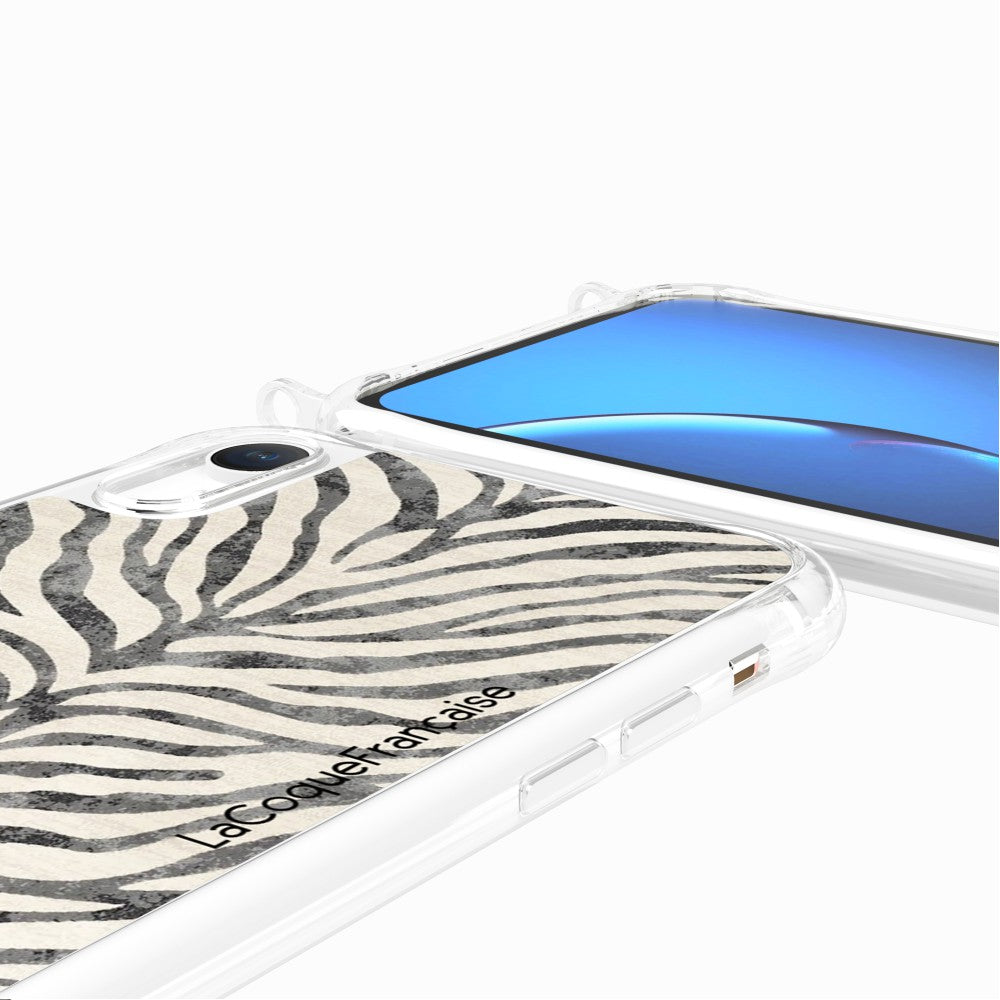 Coque Anneaux Imprimee Zebre Noir