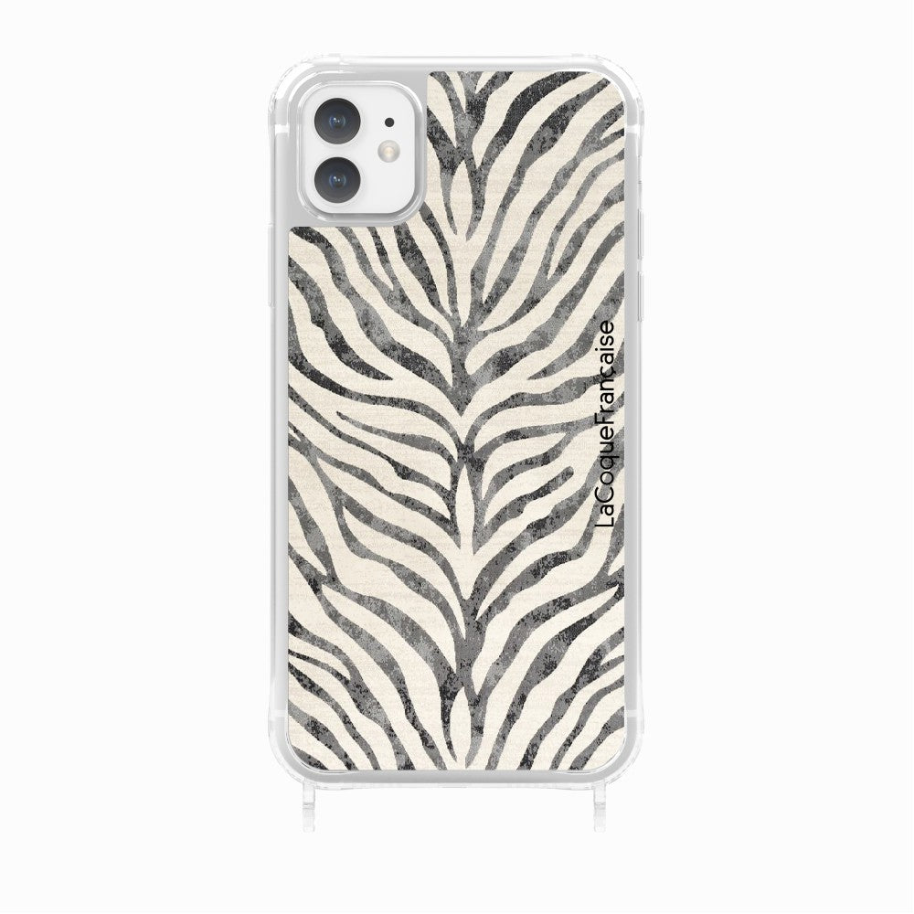 Coque Anneaux Imprimee Zebre Noir