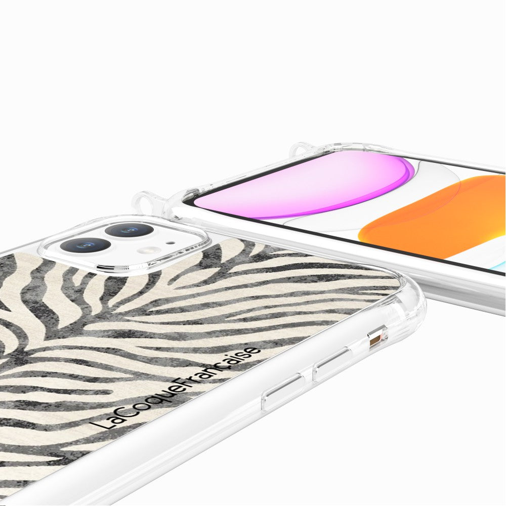 Coque Anneaux Imprimee Zebre Noir