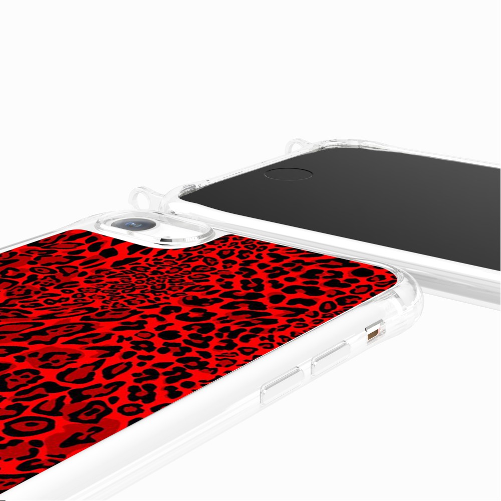 Coque Anneaux Imprimee Leopard Rouge - 87