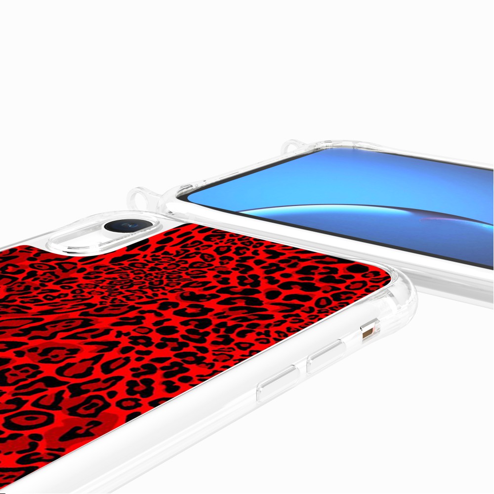 Coque Anneaux Imprimee Leopard Rouge - 84