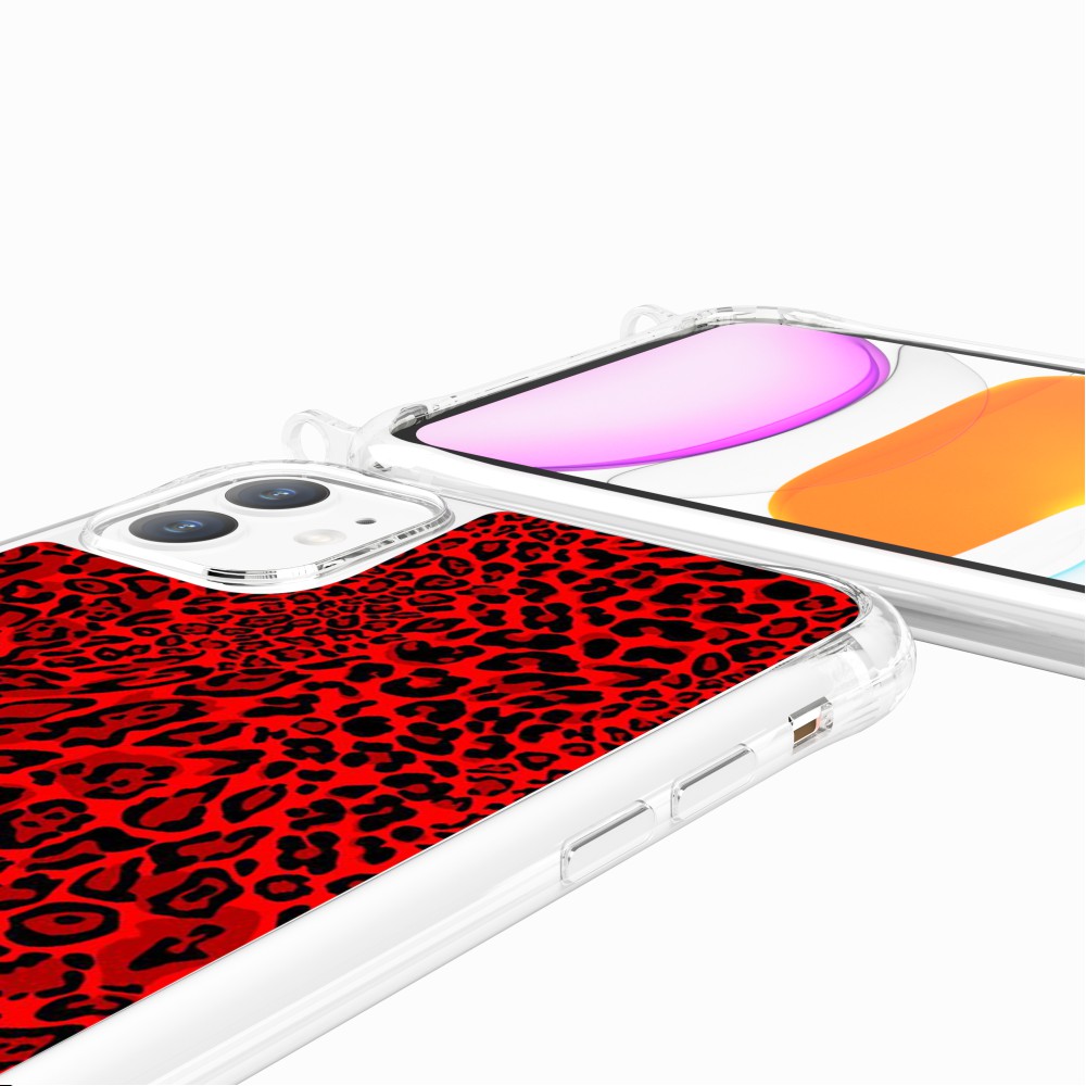 Coque Anneaux Imprimee Leopard Rouge - 81