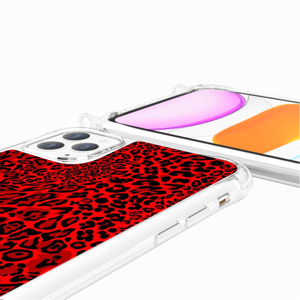 Coque Anneaux Imprimee Leopard Rouge - 78