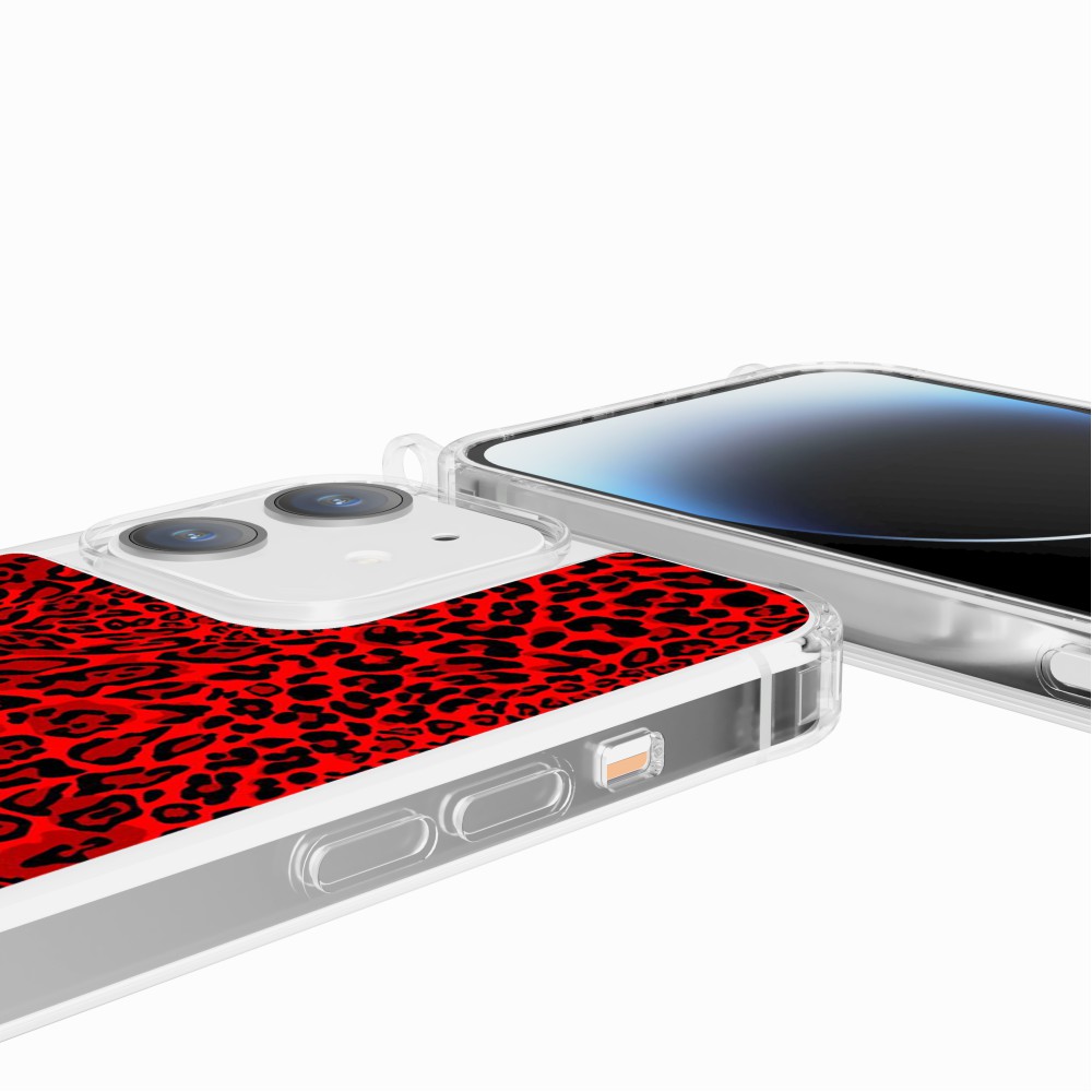 Coque Anneaux Imprimee Leopard Rouge - 72