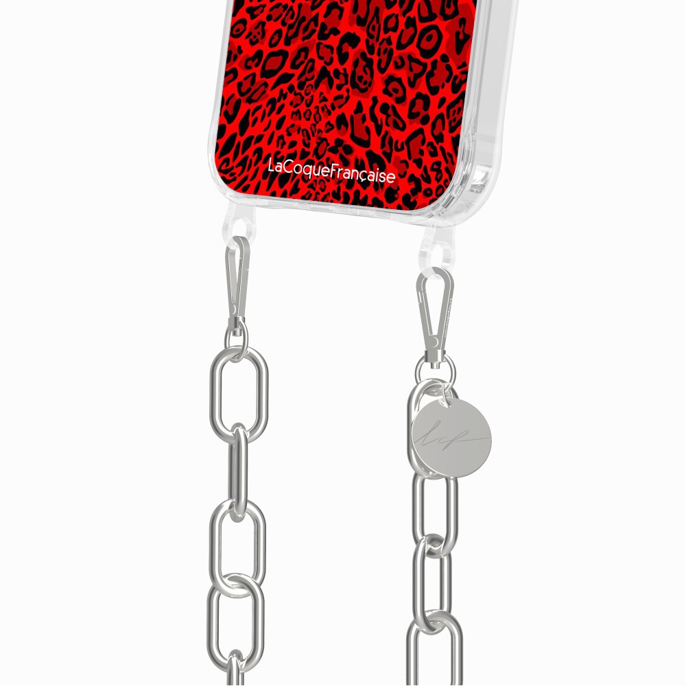 Coque Anneaux Imprimee Leopard Rouge - 39