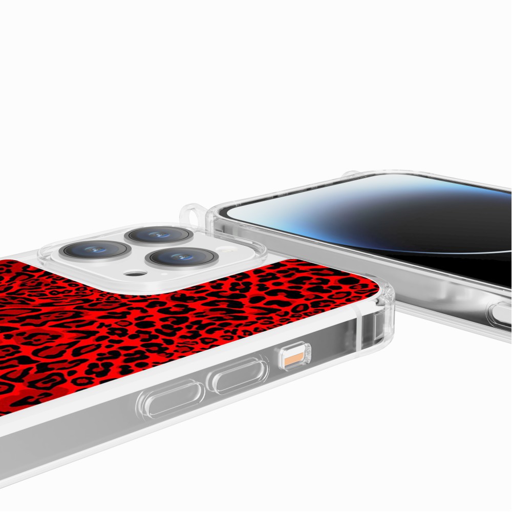 Coque Anneaux Imprimee Leopard Rouge - 29