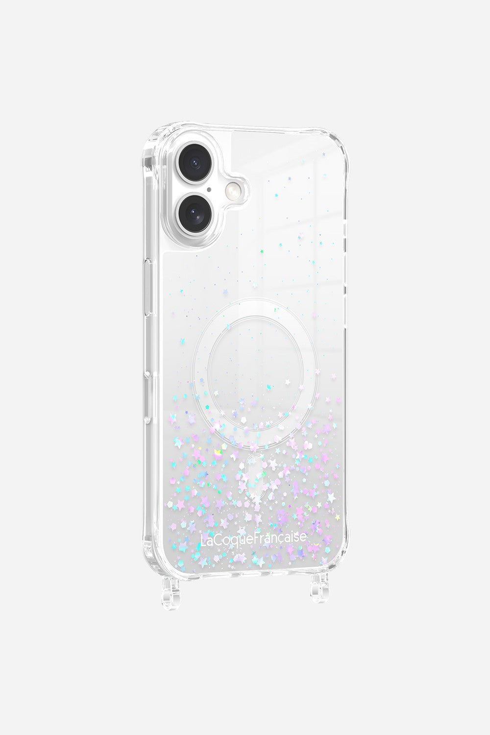 Coque Anneaux Paillettes Magsafe Argent