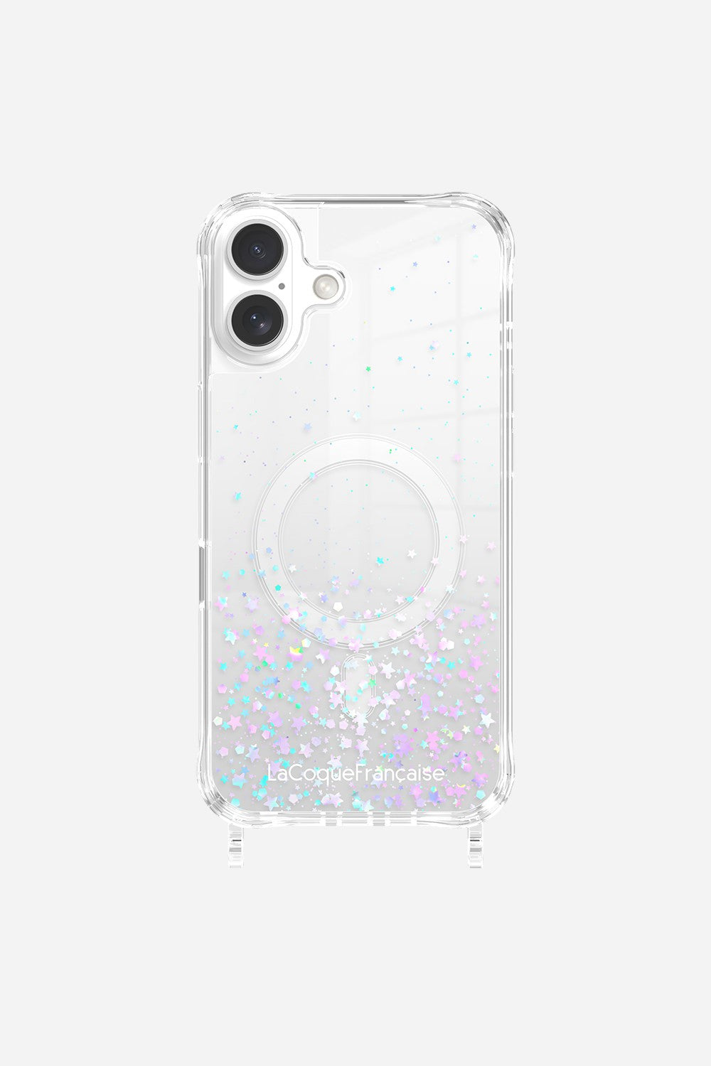 Coque Anneaux Paillettes Magsafe Argent