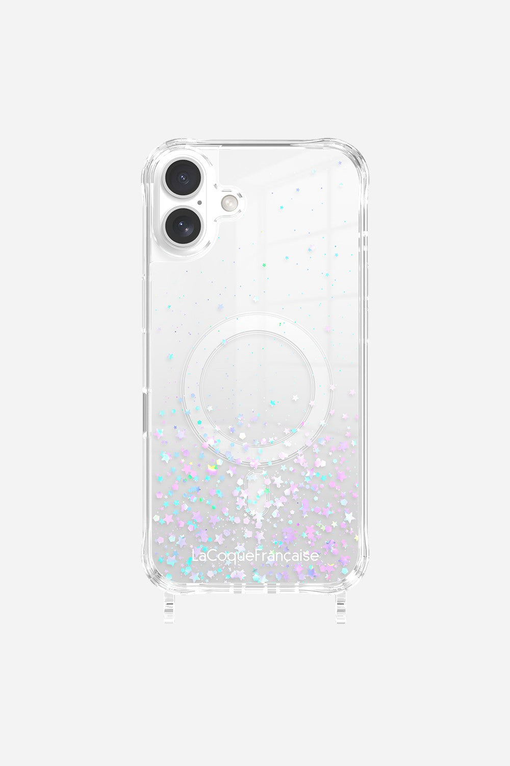 Coque Anneaux Paillettes Magsafe Argent