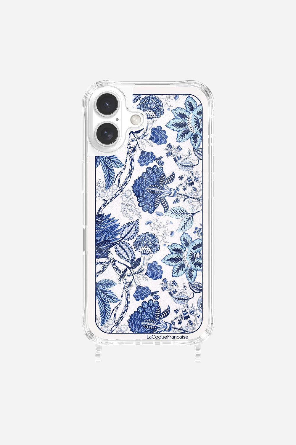 Coque Anneaux Imprimee Foulard Fleurs Bleues - 35