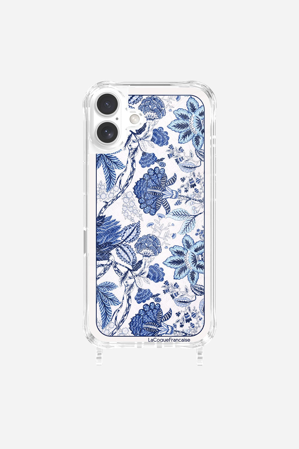 Coque Anneaux Imprimee Foulard Fleurs Bleues - 36