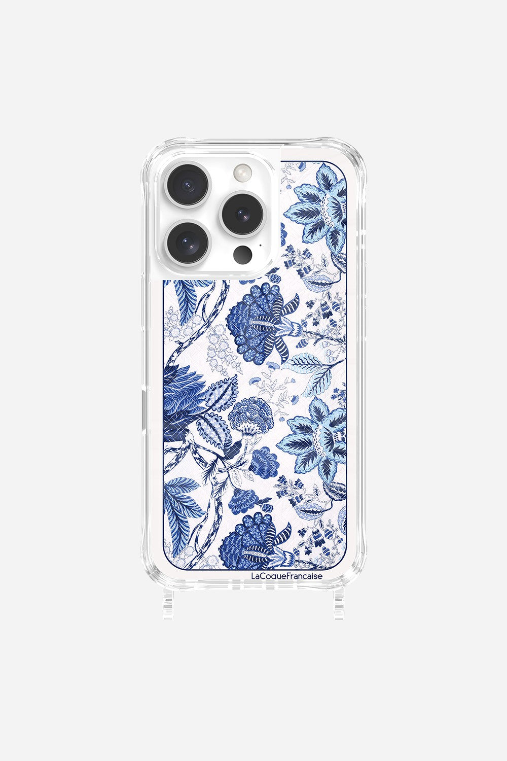Coque Anneaux Imprimee Foulard Fleurs Bleues - 33