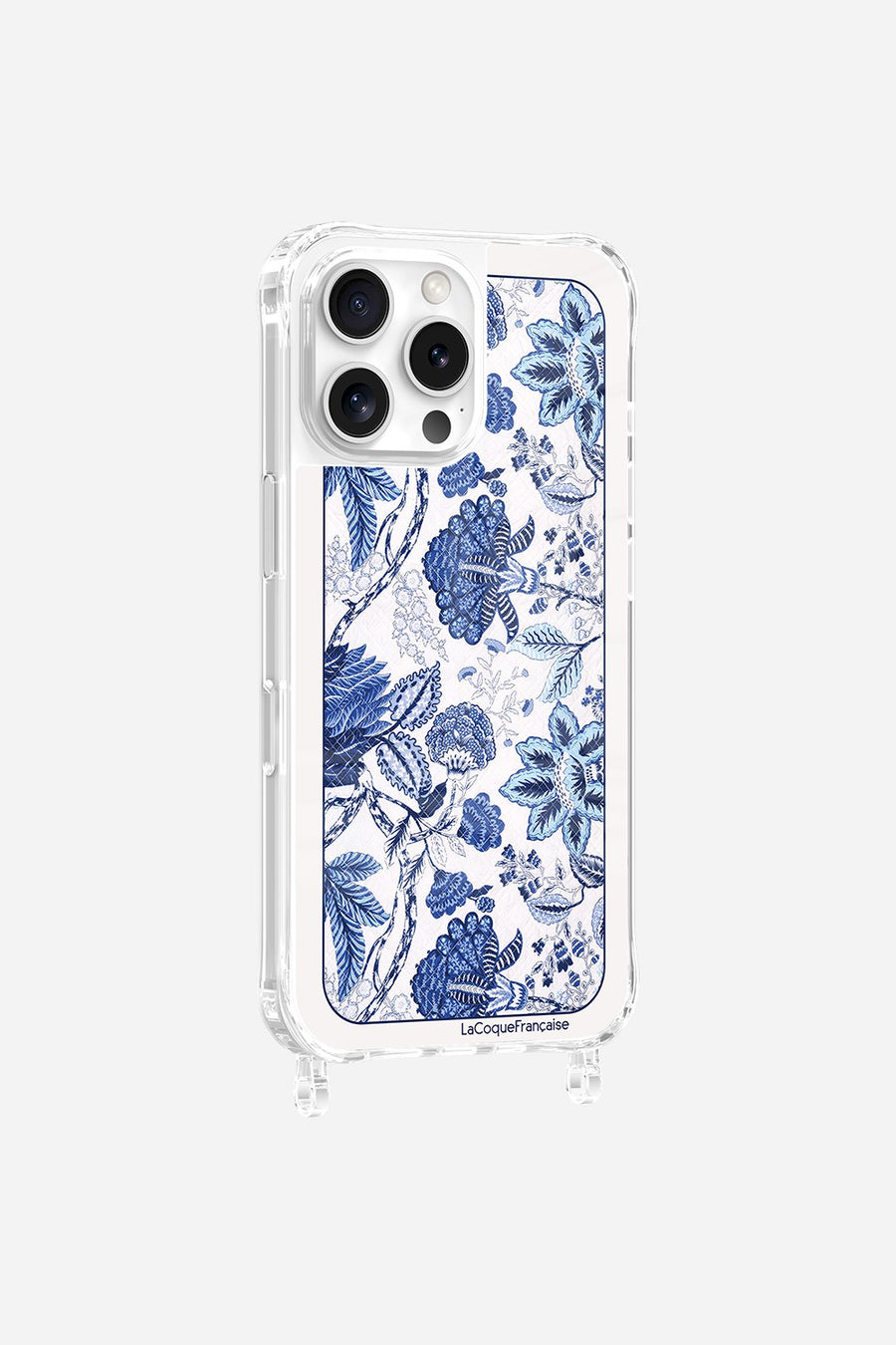 Coque Anneaux Imprimee Foulard Fleurs Bleues - 4
