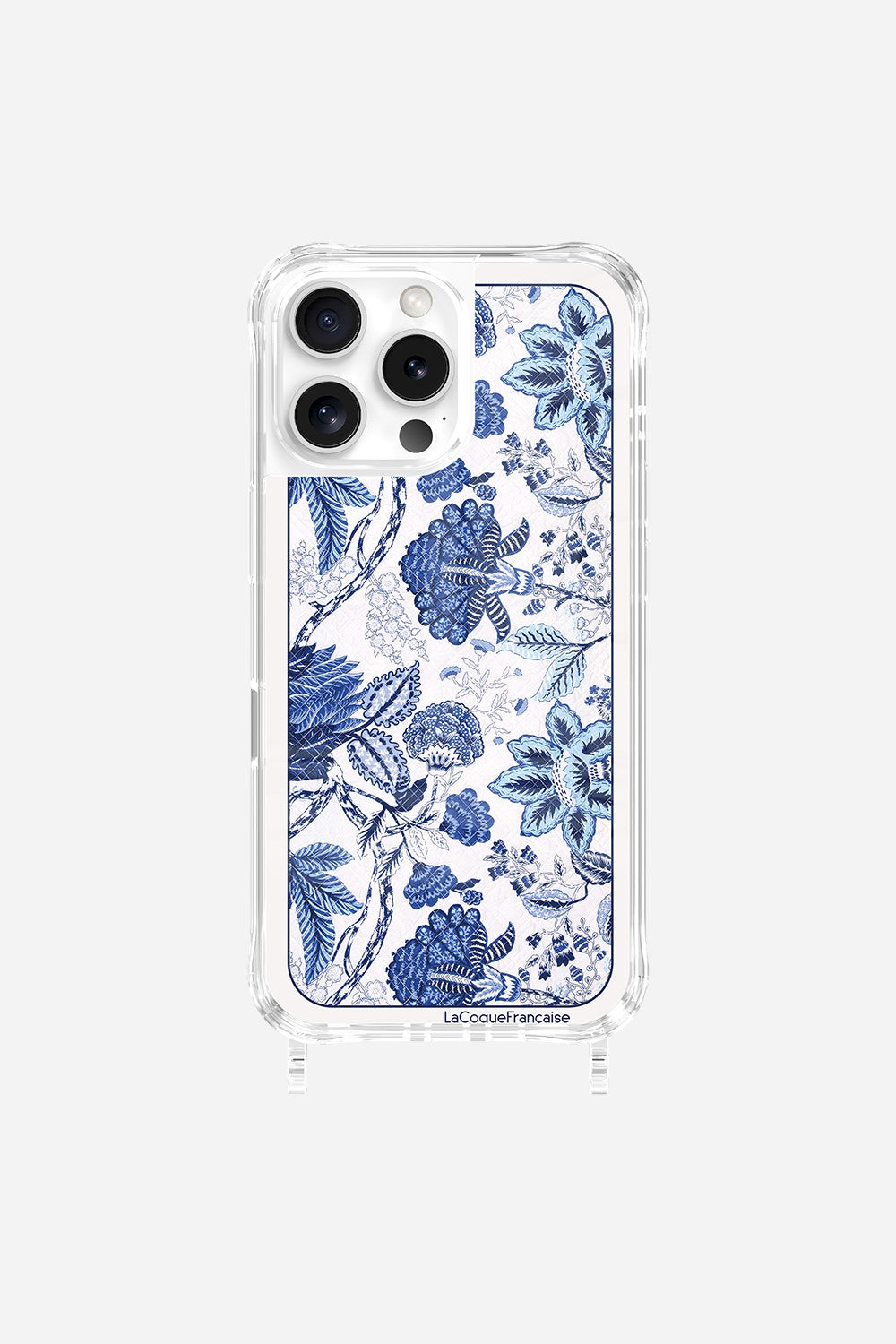 Coque Anneaux Imprimee Foulard Fleurs Bleues - 34