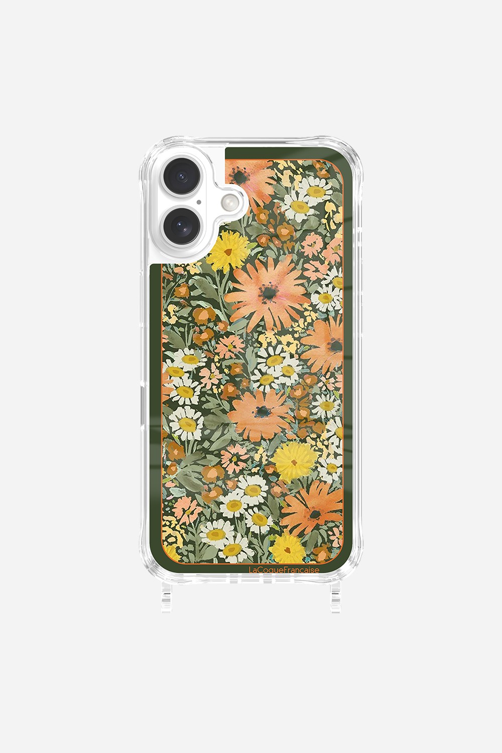 Coque Anneaux Imprimee Foulard Fleurs Oranges - 35