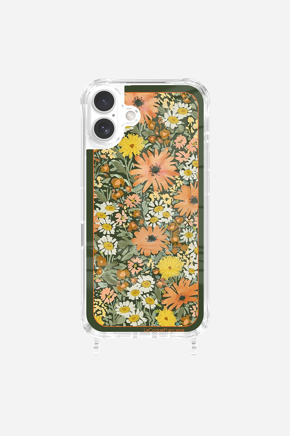 Coque Anneaux Imprimee Foulard Fleurs Oranges - 36