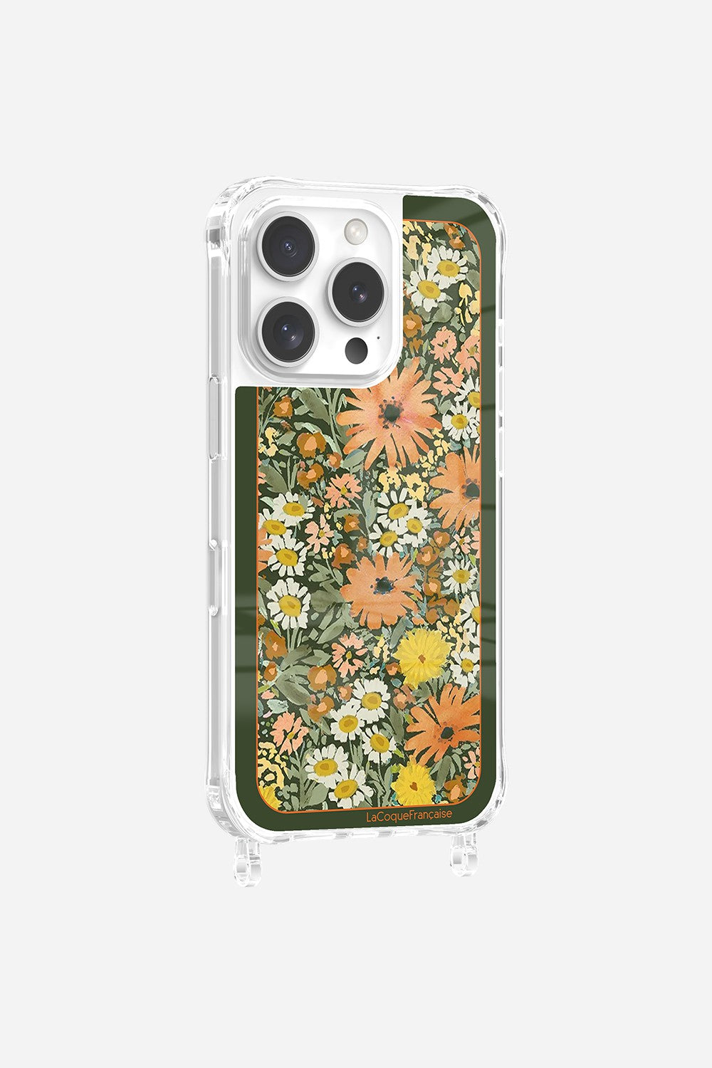 Coque Anneaux Imprimee Foulard Fleurs Oranges - 3