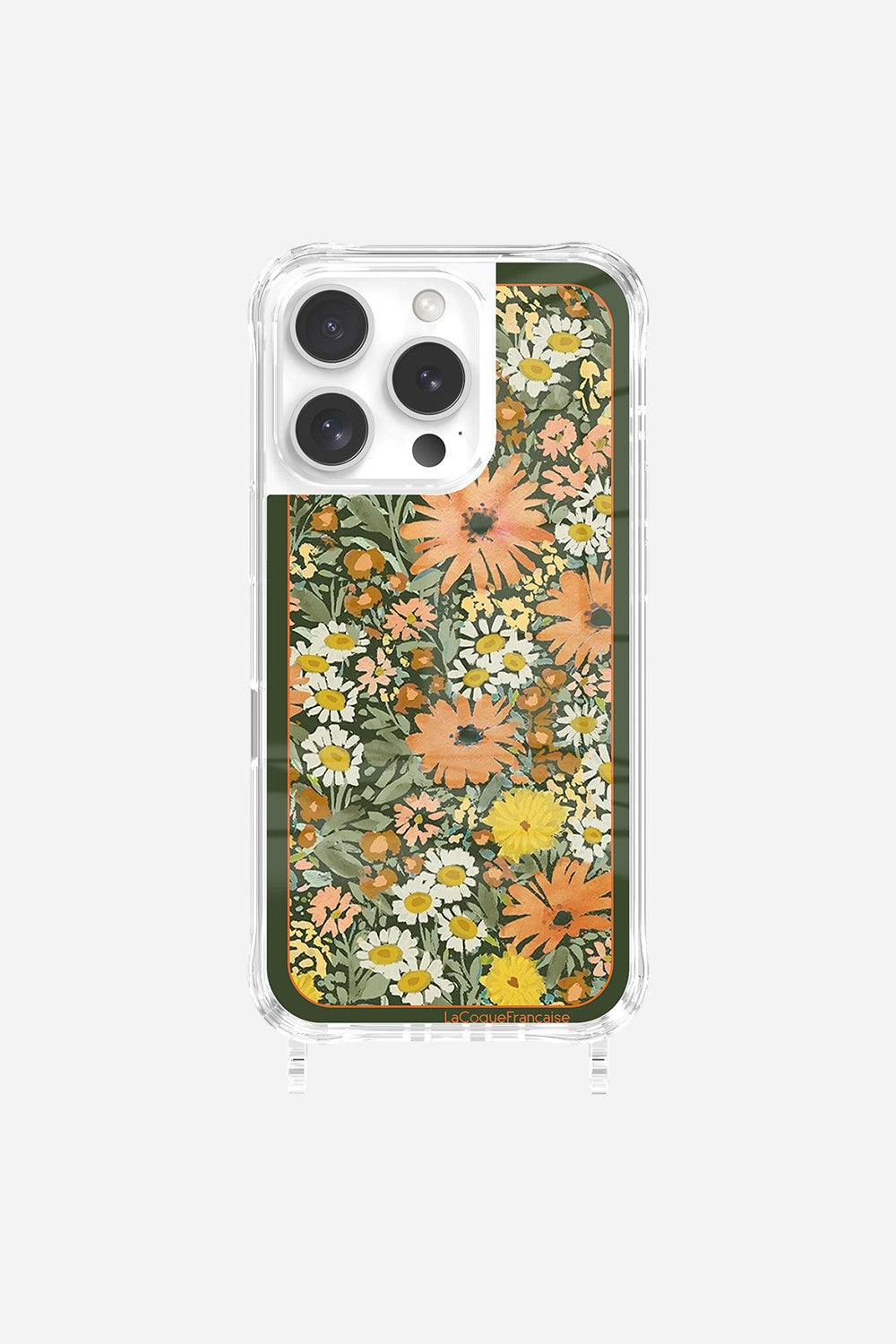 Coque Anneaux Imprimee Foulard Fleurs Oranges - 33