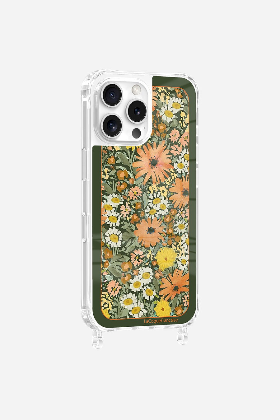 Coque Anneaux Imprimee Foulard Fleurs Oranges - 4