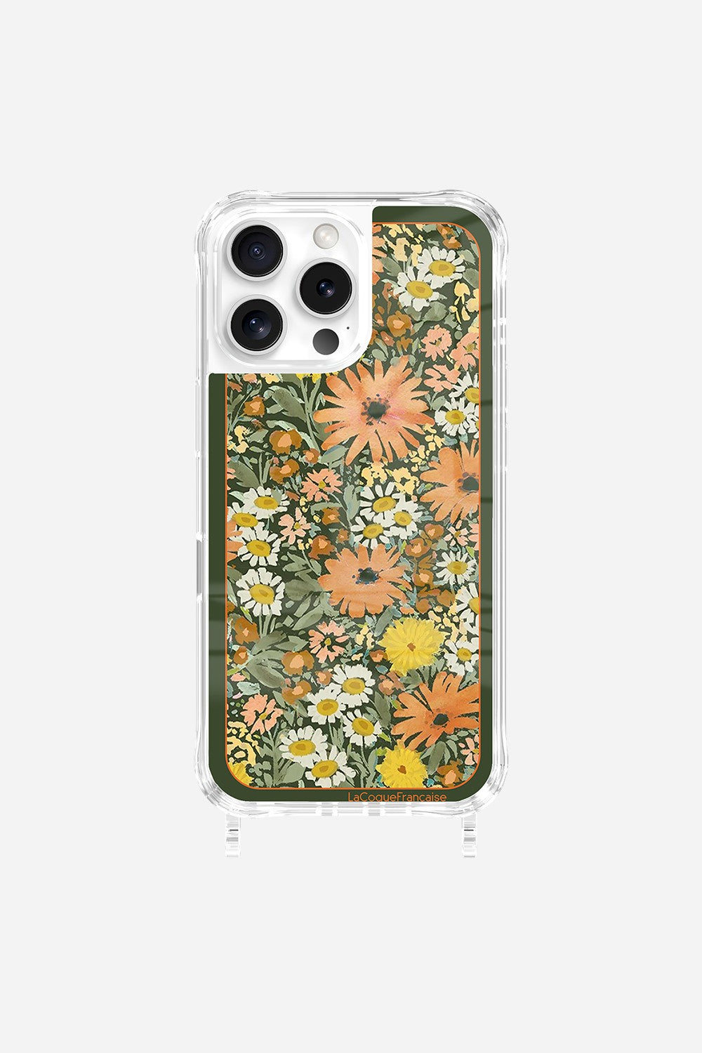 Coque Anneaux Imprimee Foulard Fleurs Oranges - 34