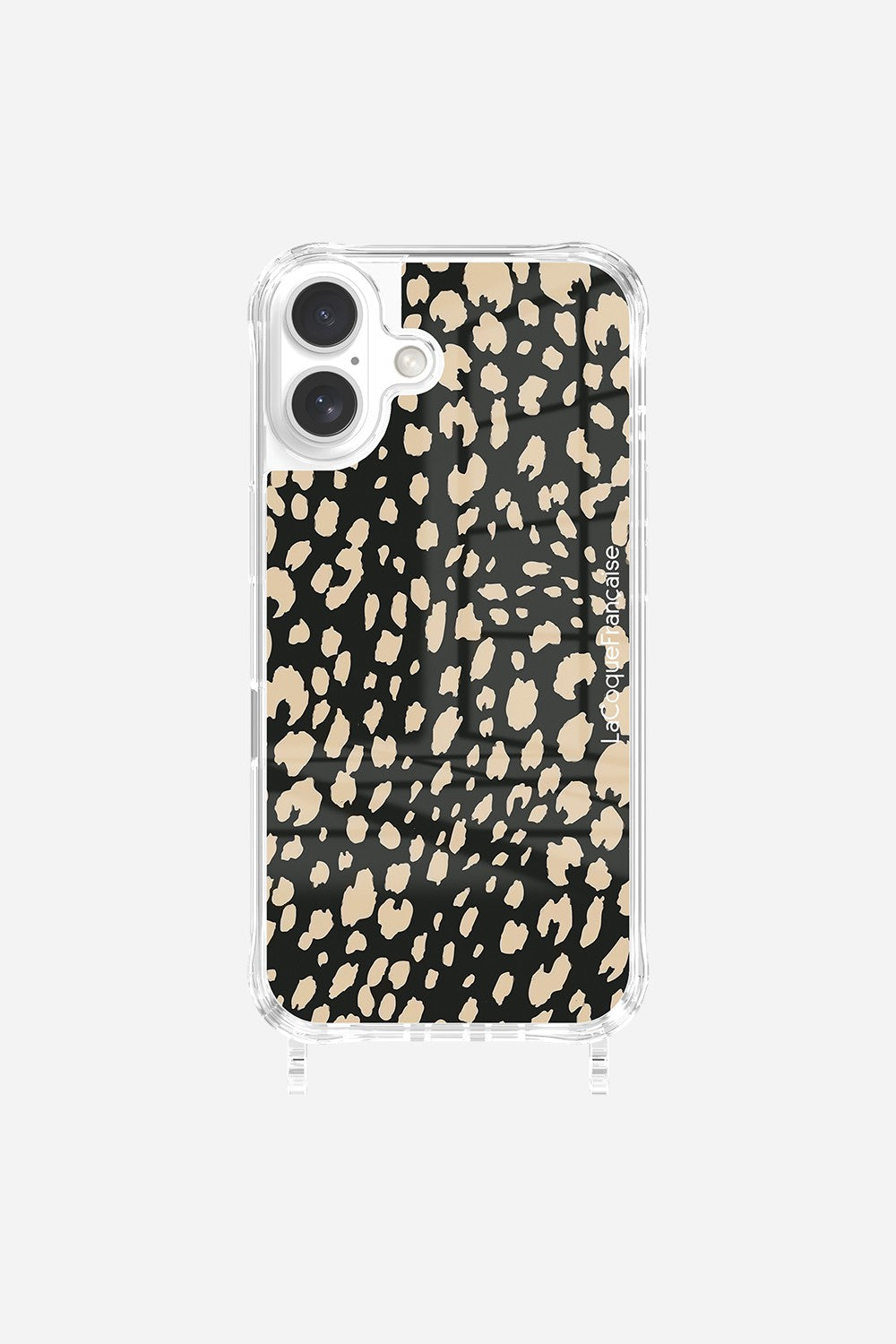 Coque Anneaux Imprimee Leopard Noir Et Beige