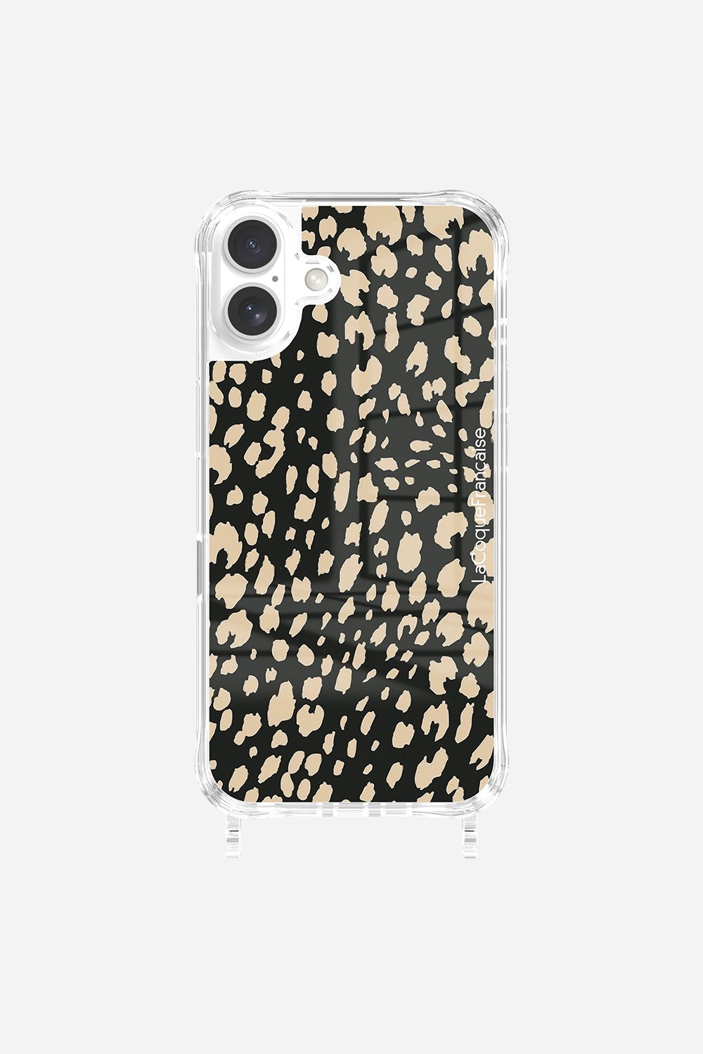 Coque Anneaux Imprimee Leopard Noir Et Beige