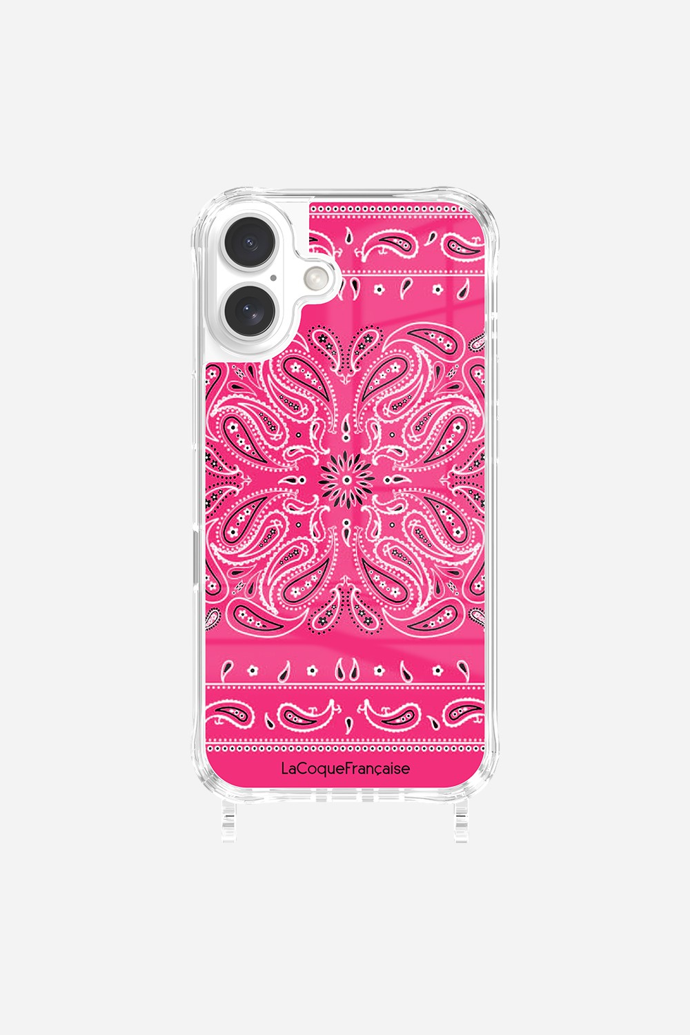 Coque Anneaux Imprimee Bandana Rose Fluo