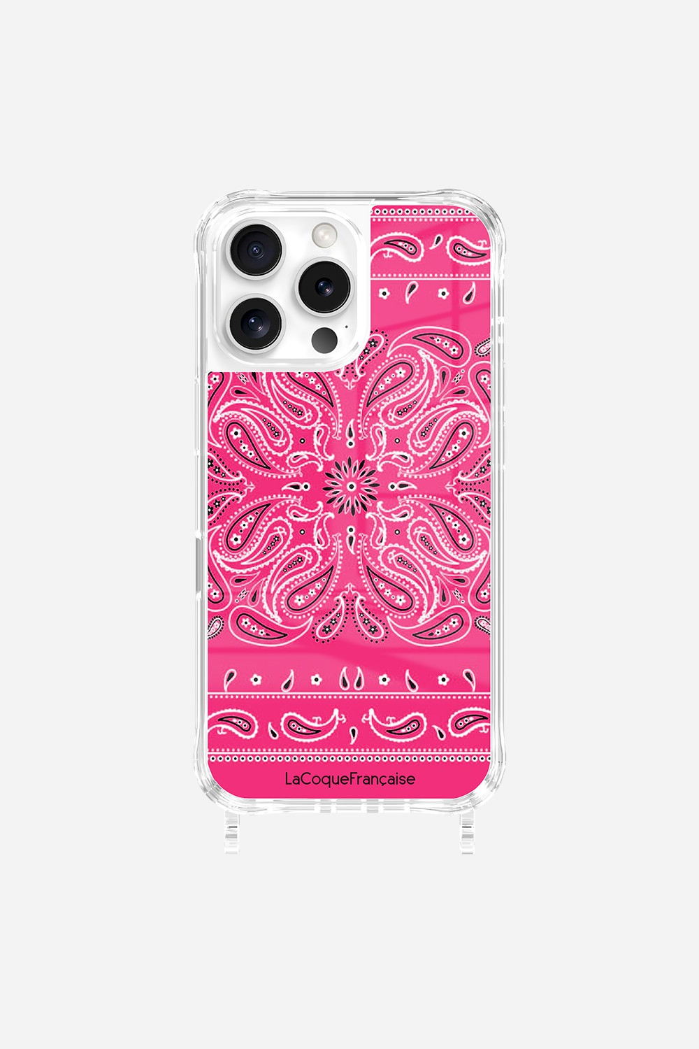 Coque Anneaux Imprimee Bandana Rose Fluo
