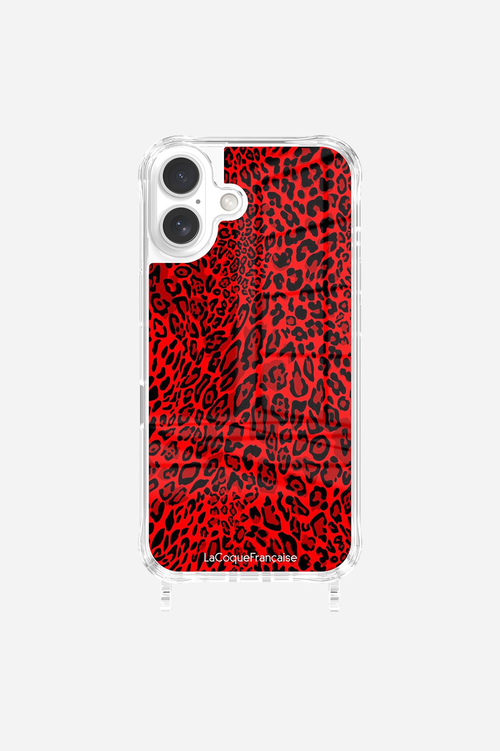 Coque Anneaux Imprimee Leopard Rouge - 61