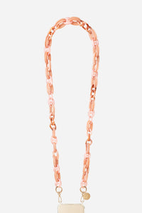 Chaine Longue Ambre Rose 120 cm