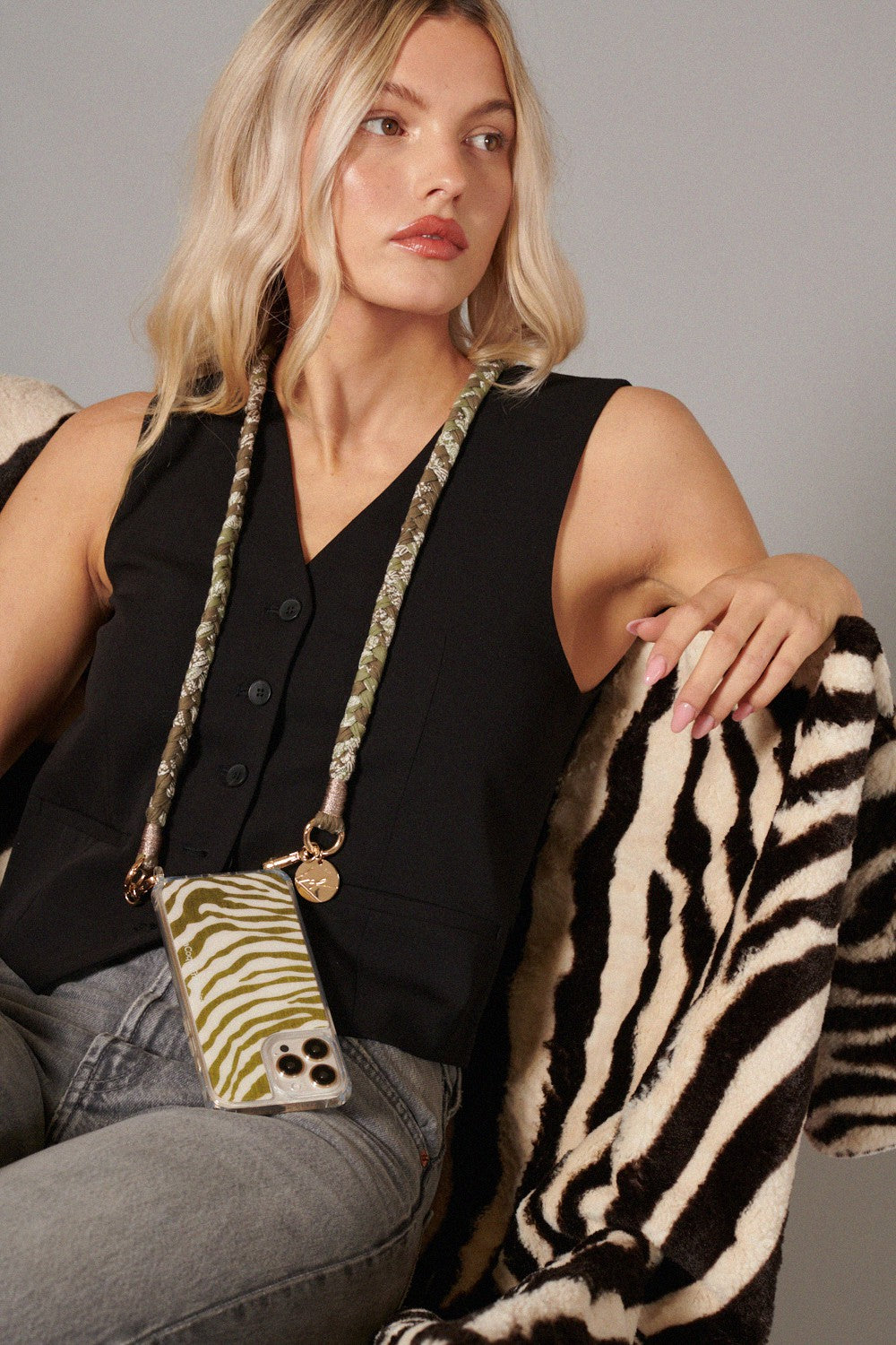 Della khaki braided cord