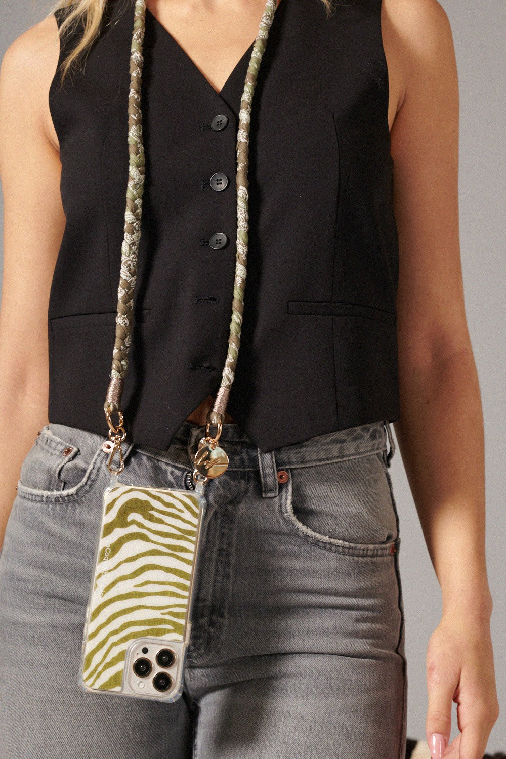 Della khaki braided cord