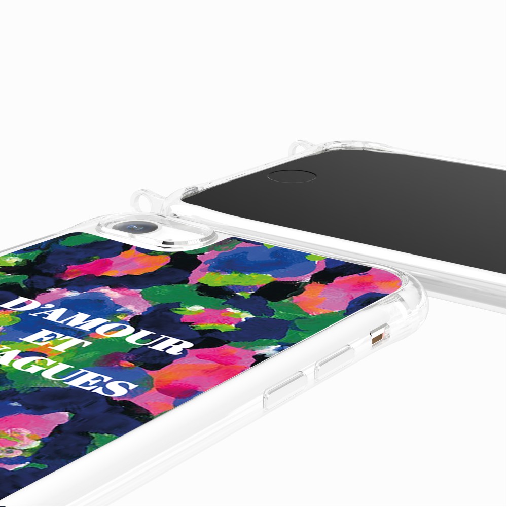 Coque Anneaux Imprimee D'amour Et De Vagues Bleu - 97