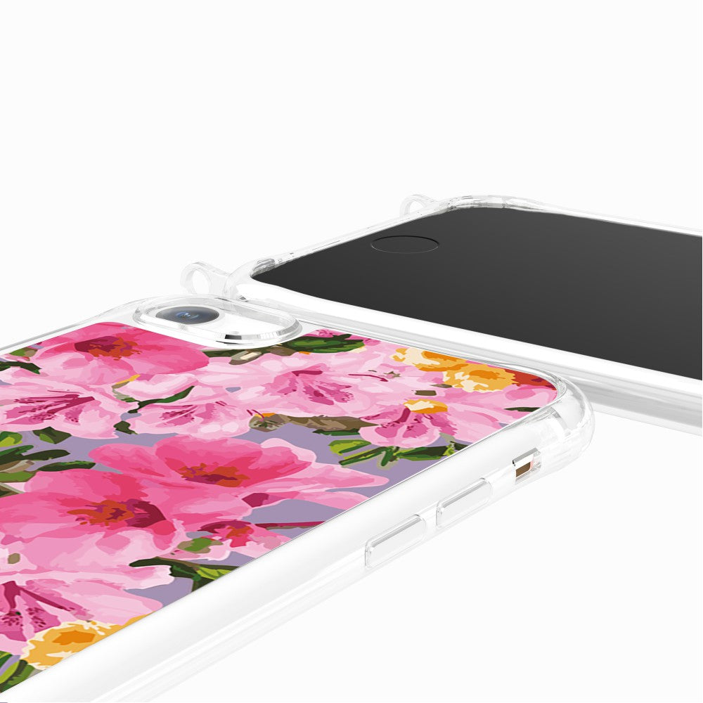 Coque Anneaux Imprimee Fleuri Rose