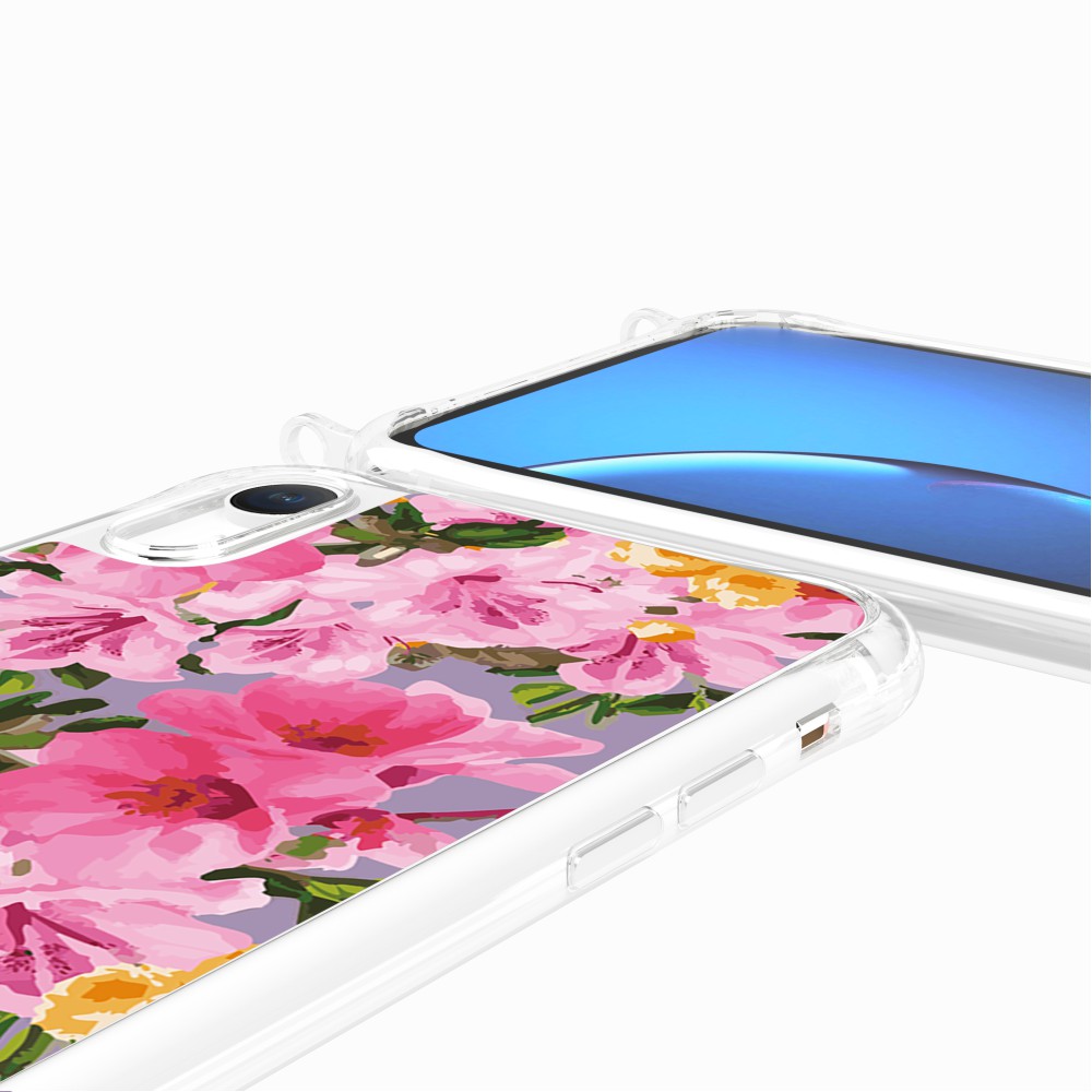 Coque Anneaux Imprimee Fleuri Rose